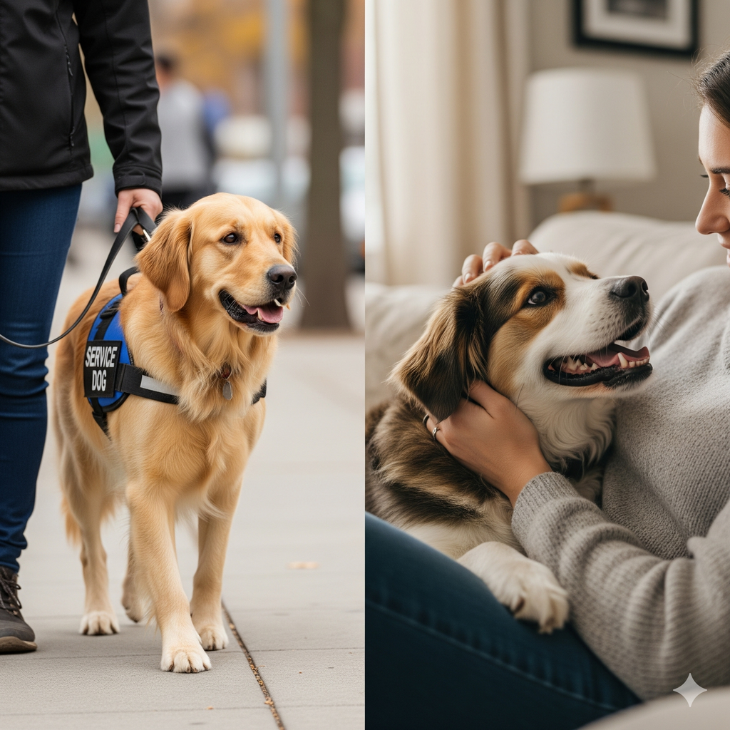 Diferencia entre un perro de apoyo emocional y un perro de servicio