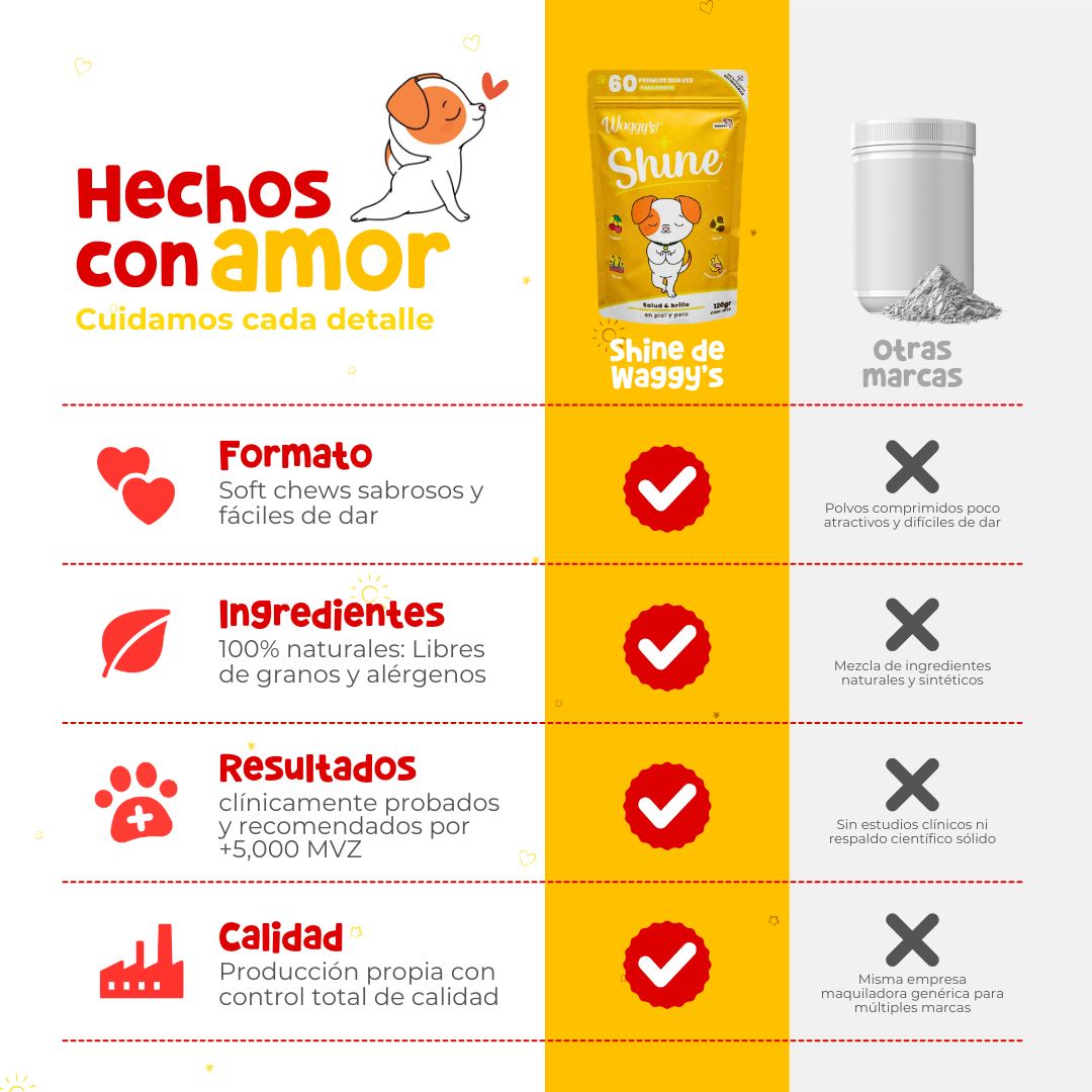 Suplemento para Comezón y Caída de Pelo en Perros | Waggy's Shine